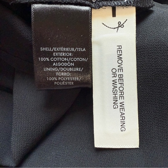 ANN TAYLOR MP Black Cotton Scalloped Eyelet 3/4 Bell Sleeves Medium PETITE Top - Picture 12 of 15